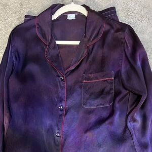 Silksilky silk purple acid wash pajama set, size XS